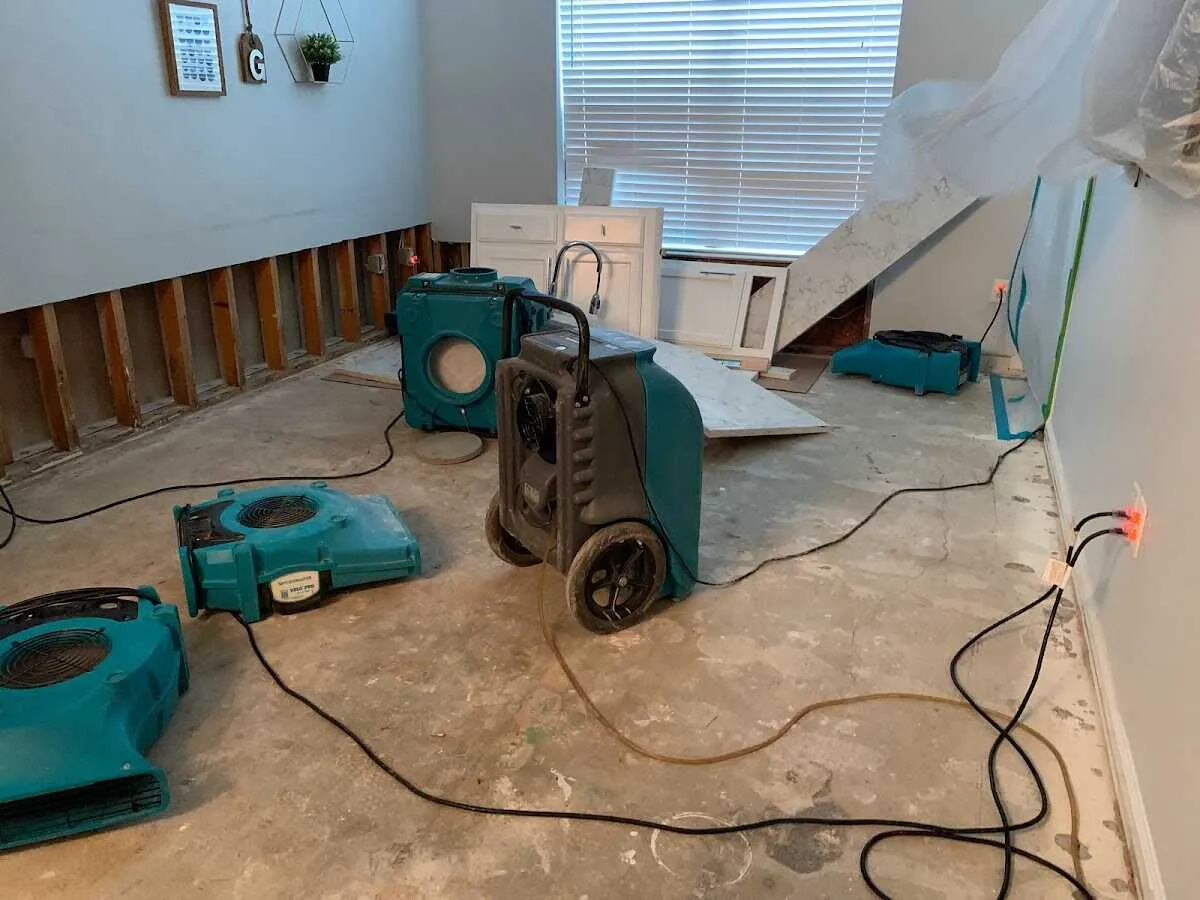 Dehumidifier in flood-cut room for Water Extraction & Removal in Calumet